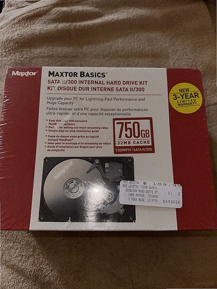 Maxtor Basic SATA II /300 Internal Hard Drive 32 MB Cache 7200 RPM 750GB NEW