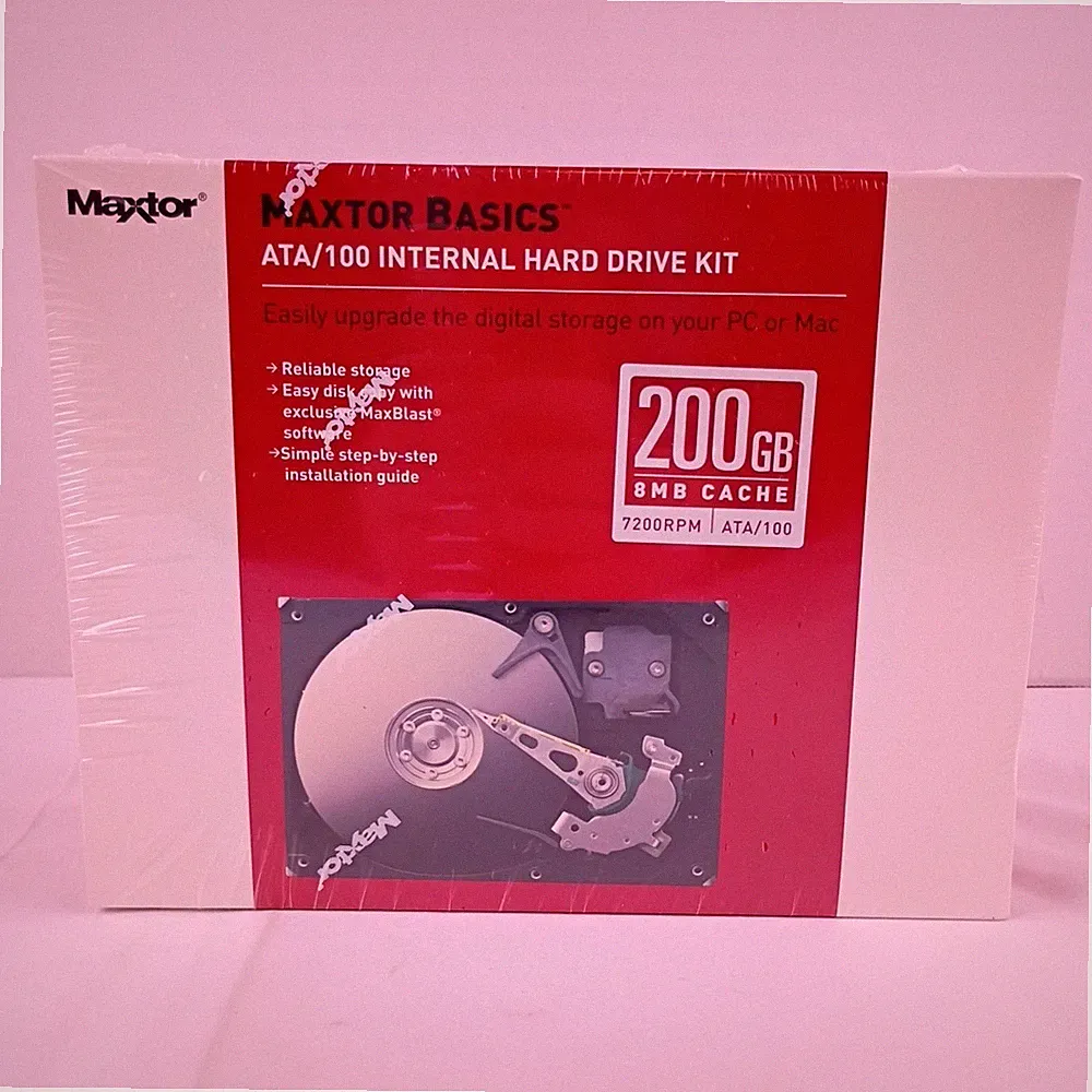 Maxtor Basics 200GB 8MB Cache 7200RPM ATA/100 Internal Hard Drive Kit New in Box