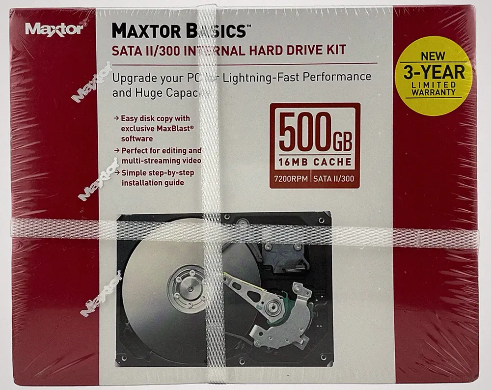MAXTOR BASICS 500 GB 16 MB 7200 RPM ATA /100 INTERNAL HARD DRIVE KIT NIB SEALED