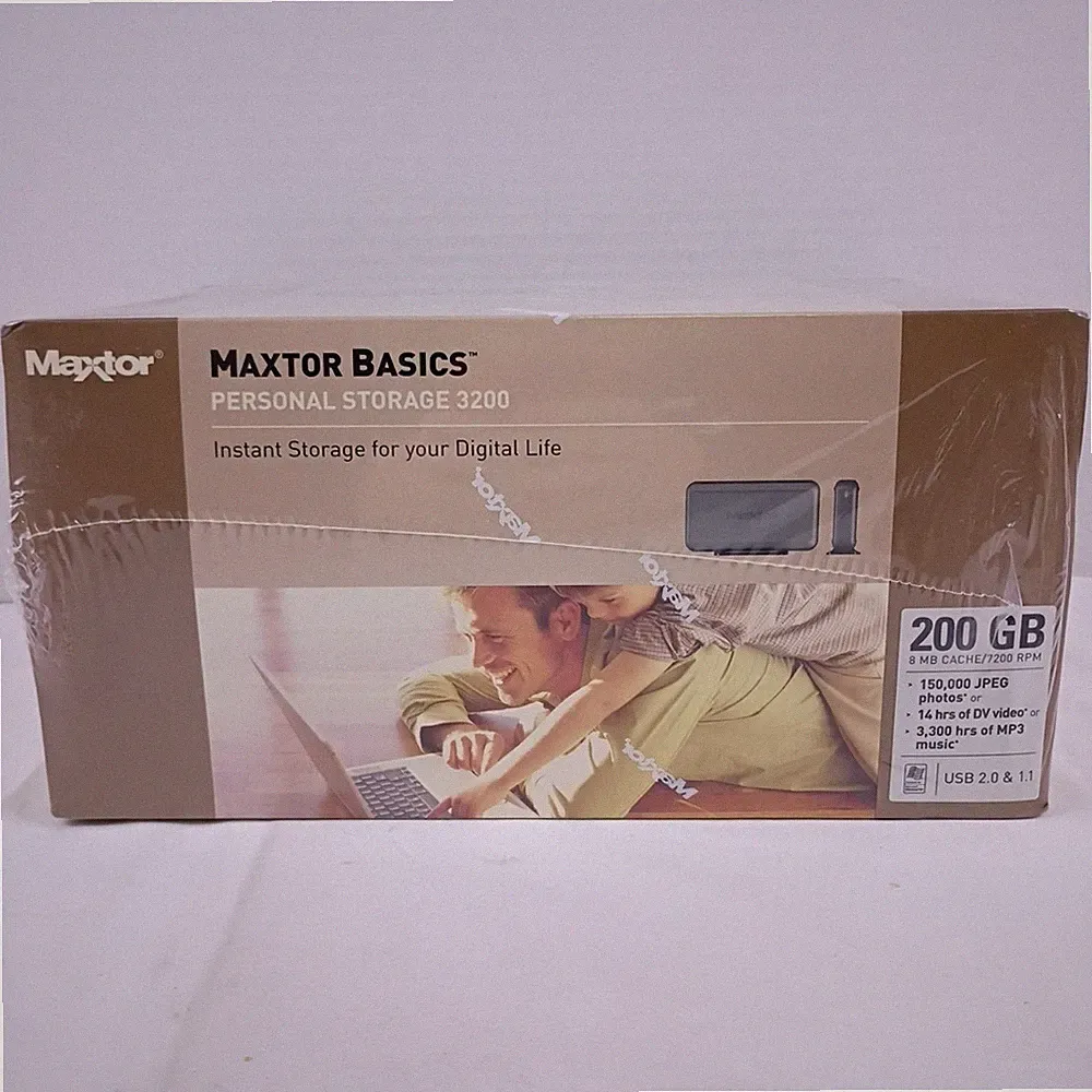 Maxtor Basics Personal Storage 3200 200 GB External Hard Drive NOS