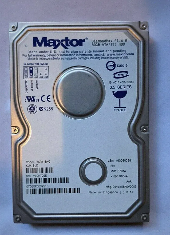 Maxtor DiamondMax Plus 9 80GB UDMA/133 7200RPM 2MB IDE Hard Drive