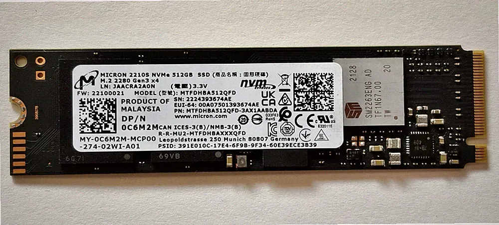 Micron 2210S MTFDHBA512QFD 512G 2280 pcie 3x4 M.2 NVME SSD - Good Health