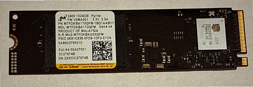 Micron 2400 NVMe 1TB PCIe Gen4 x4 M.2 2280 Solid State Drive (SSD) MTFDKBA1T0QFM