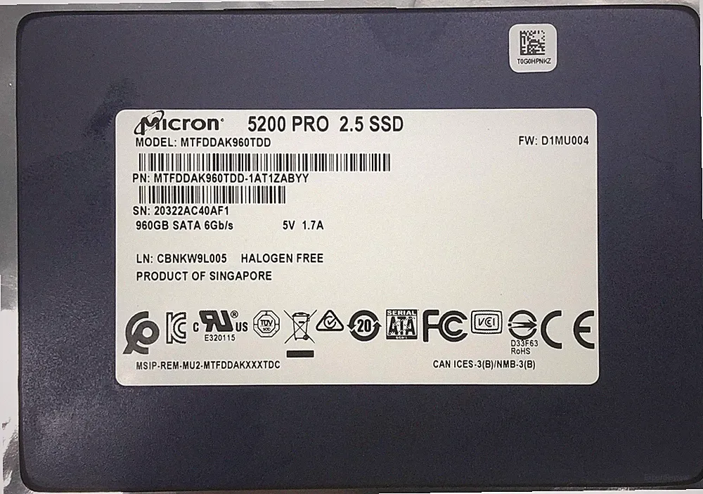 Micron 5200 PRO 960GB 6Gbps SATA 2.5'' Internal SSD (MTFDDAK960TDC-1AT1ZABYY)