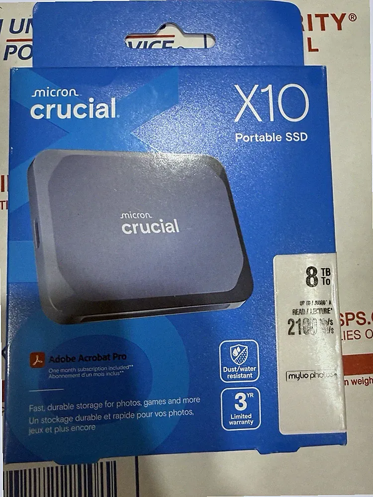 Micron Crucial X10 8TB External USB-C portable SSD - Blue NEW SEALED