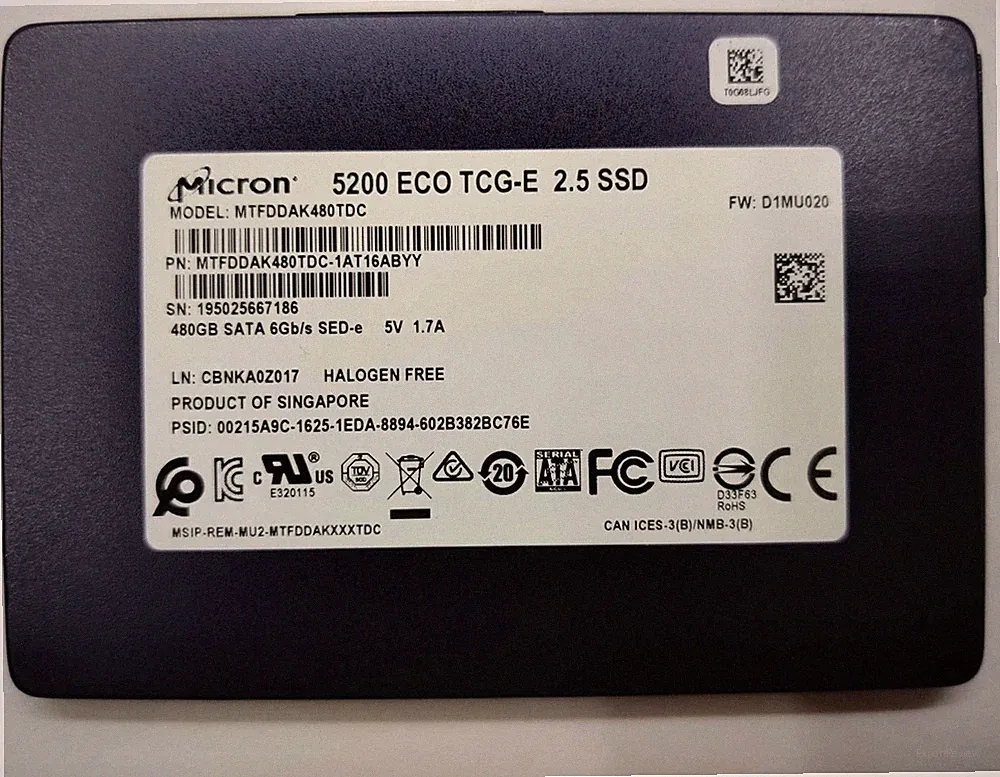 Micron Lenovo 5200 ECO MTFDDAK480TDC 480 GB SATA III 2.5 in Solid State Drive