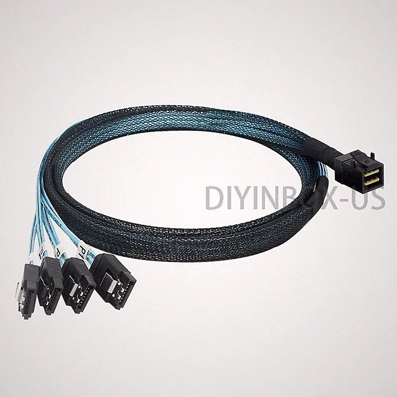 Mini SAS HD SFF 8643 to (4) SATA Breakout Forward Hard Disk Cable 1M =LSI00411