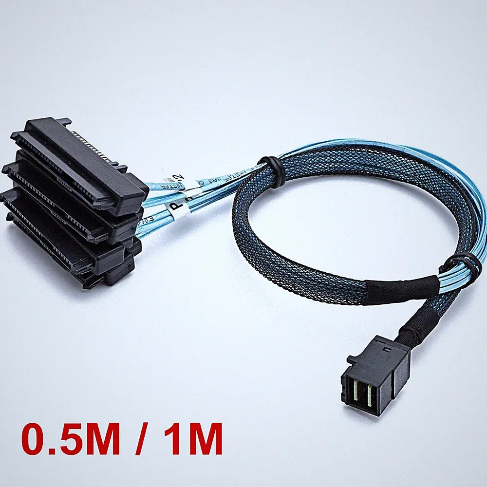 Mini SAS HDD SFF-8643 To 4 SFF-8482 Connector W/ Power Port Hard Drive 0.5M 1M