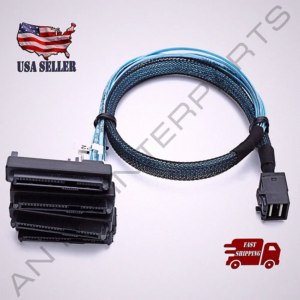 Mini SAS HDD SFF-8643 to 4 SFF-8482 Connector with Power Port Hard Drive 0.5M 1M