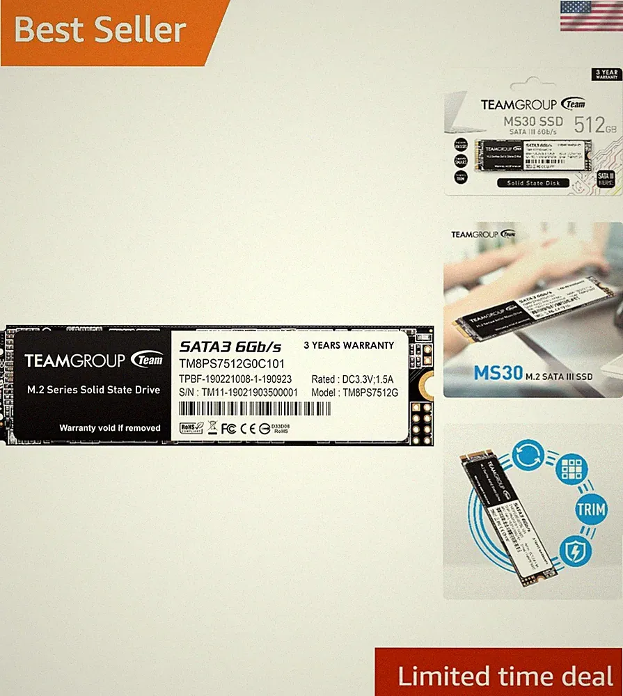 MS30 512GB M.2 SATA SSD - High-Speed Storage with SLC Cache & 6Gb/s Interface