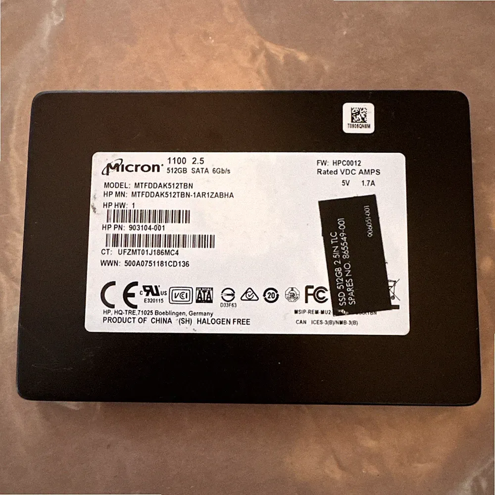 MTFDDAK512TBN OEM MICRON DELL SSD DRIVE 512GB 2.5'' SATA