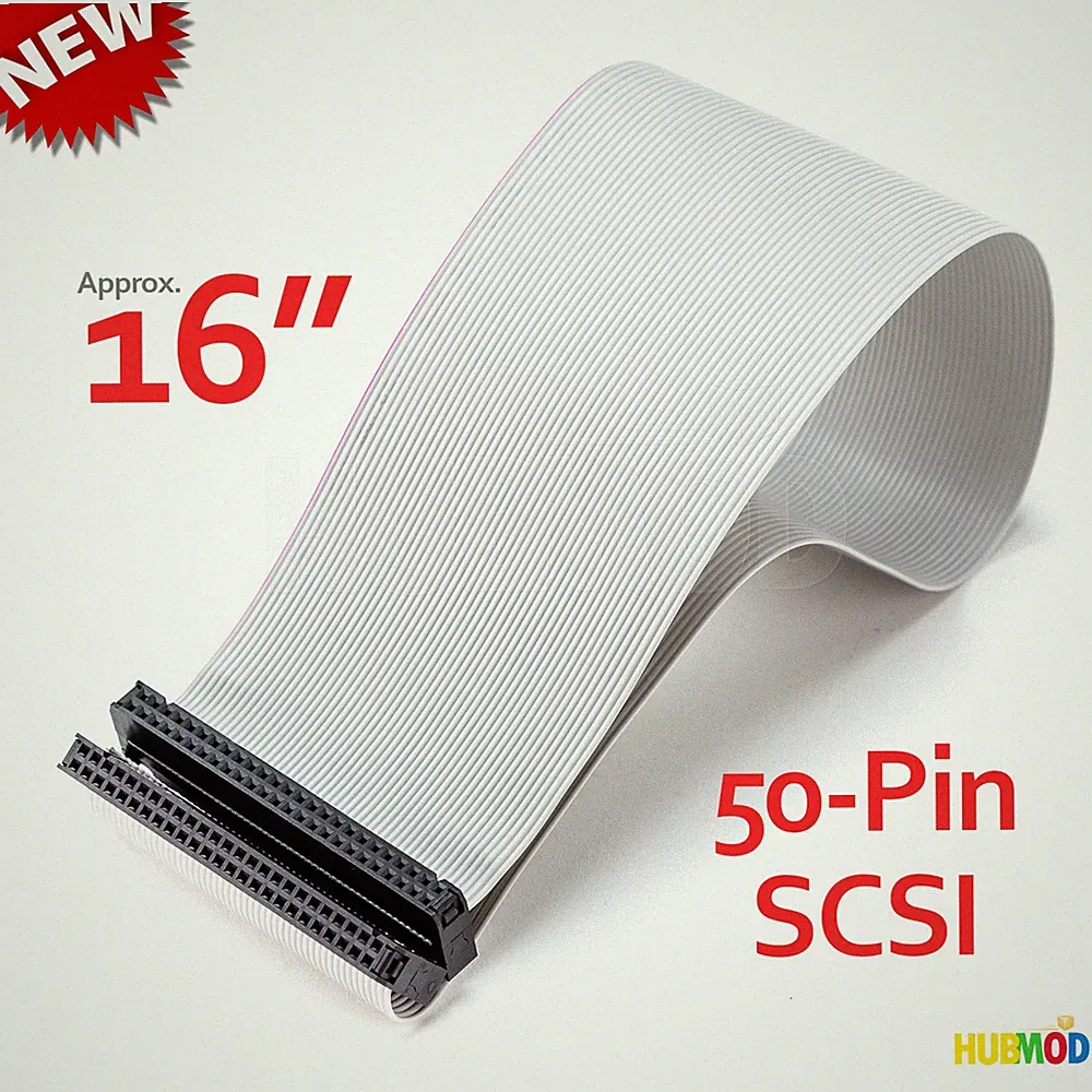 NEW 16" 50-Pin SCSI Internal Ribbon Flat Cable F/F 2-Connector 1-Device Drive