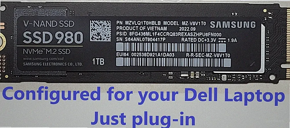 NEW - Asus Laptop NVMe M.2 SSD Drive 1TB Samsung SSD 980 MZ-V8V1T0