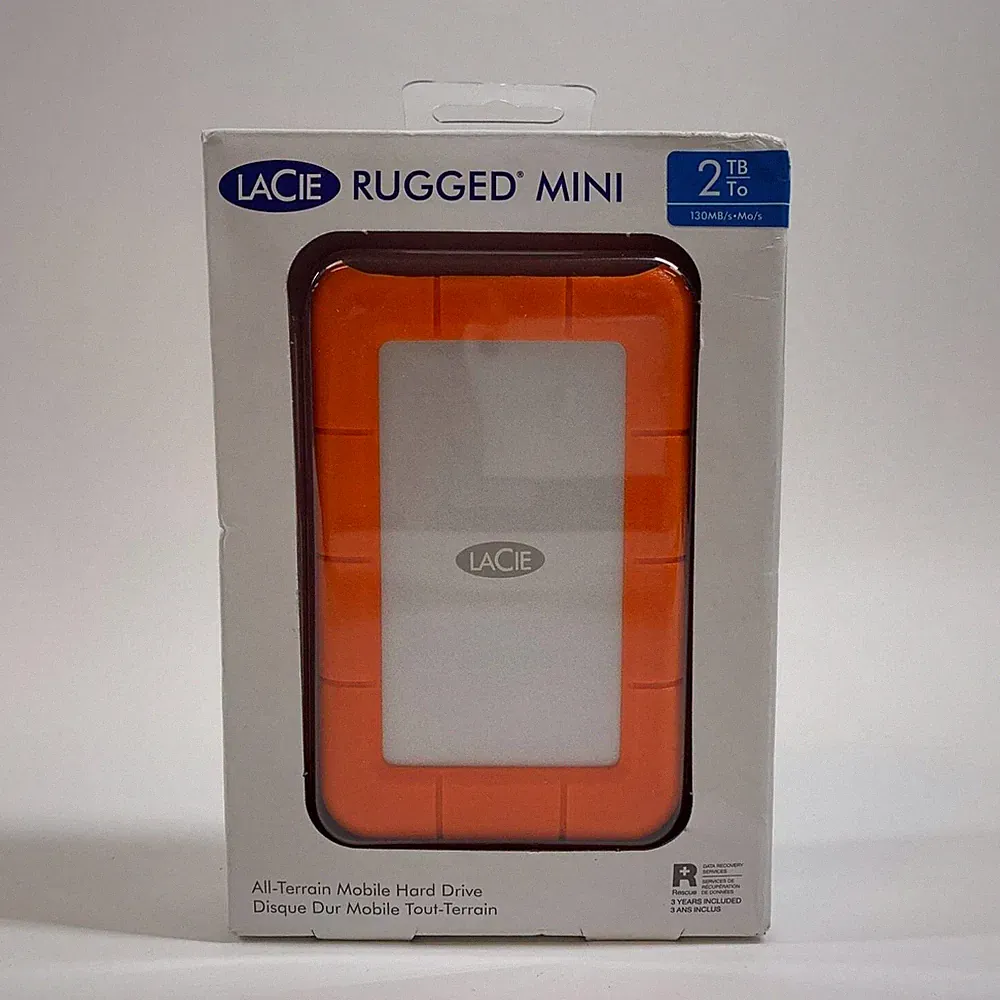 New LaCie Portable Rugged mini 2TB Micro USB-B to USB-A HDD RUGU3M2