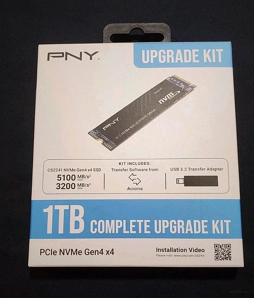 New PNY CS2241 1TB Gen4 x4 PCIe NVMe M.2 Internal SSD Upgrade Kit with Adapter