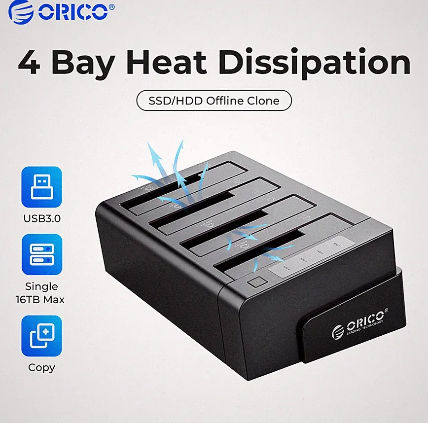 ORICO 2/4Bay 2.5" 3.5" USB 3.0 to SATA Hard Drive Docking Station with Clone