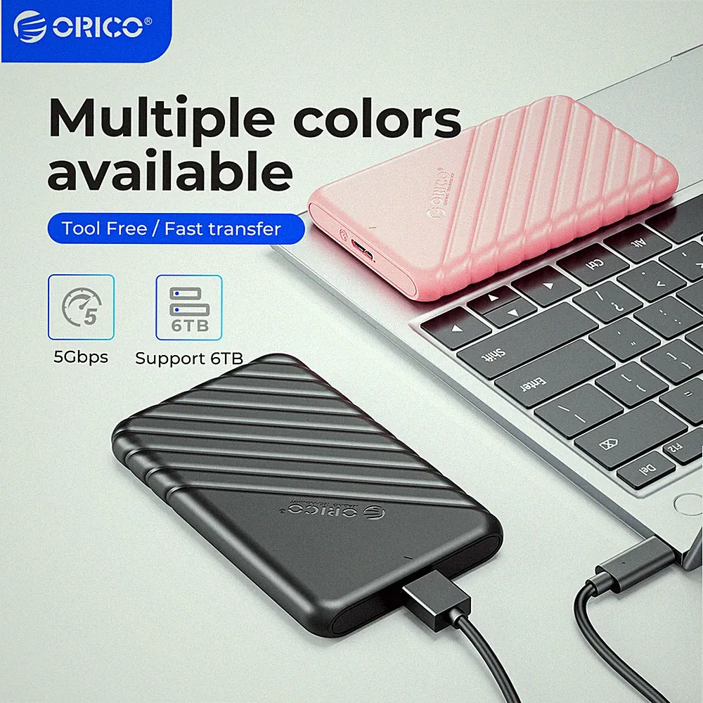 ORICO 2.5'' Hard Drive Enclosure USB 3.0/USB C Clear Cases for 7/9.5mm SATA SSD