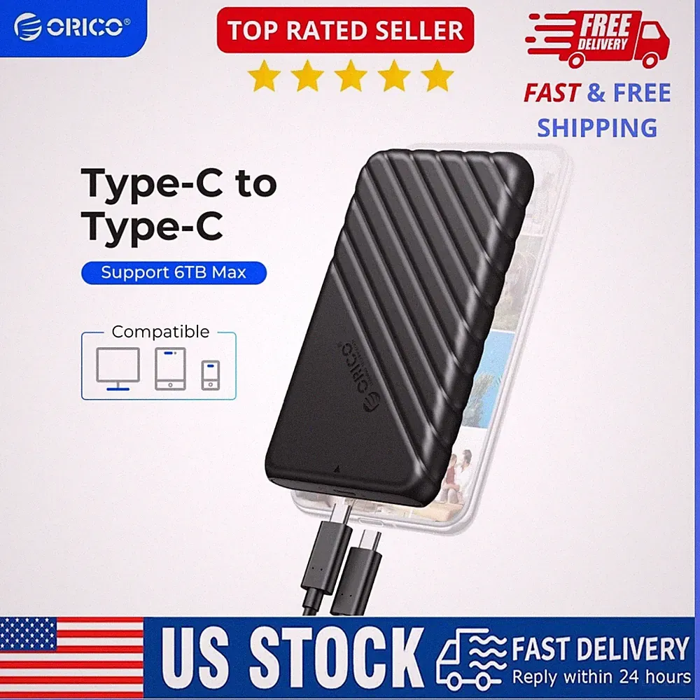 ORICO 2.5" SATA USB C EXTERNAL SSD HDD Hard Drive ENCLOSURE CASE 6 Gbps USB 3.1