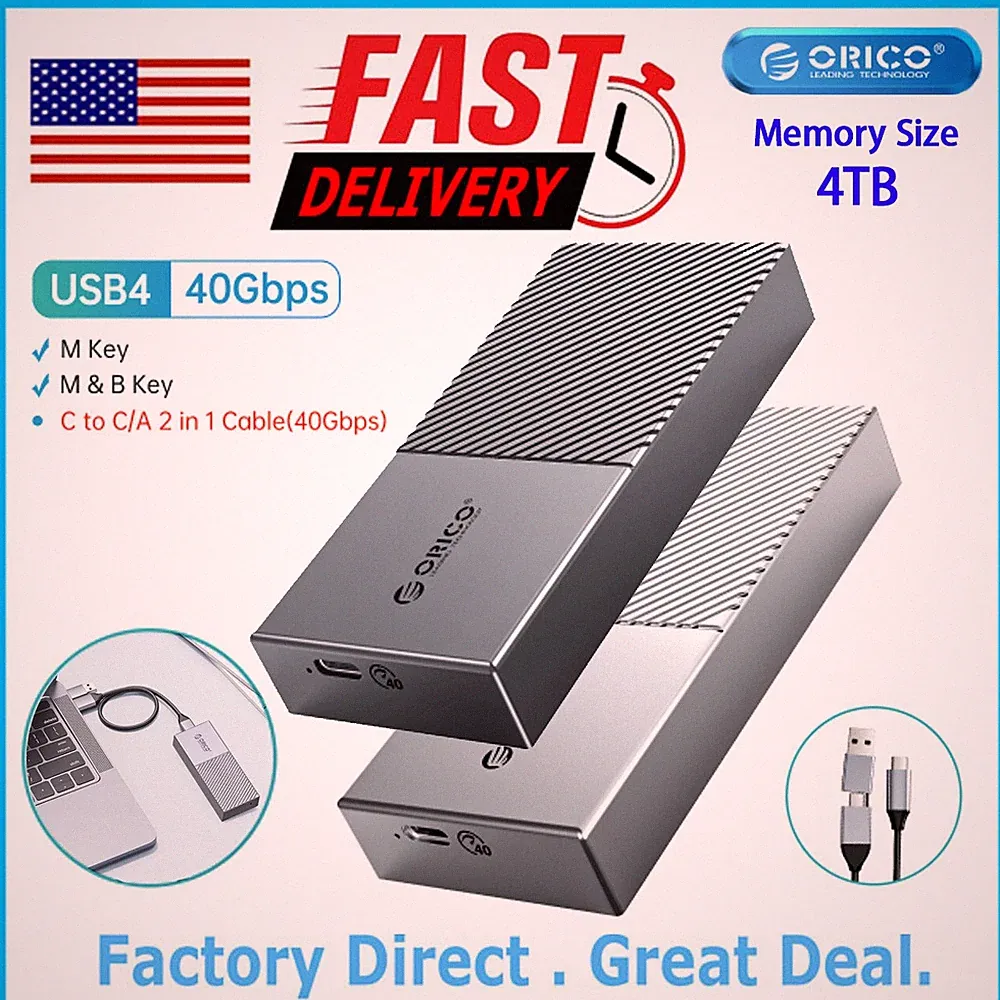 ORICO 40Gbps M.2 NVMe SSD 4TB Enclosure Compatible with Thunderbolt 3/4 USB 3.2