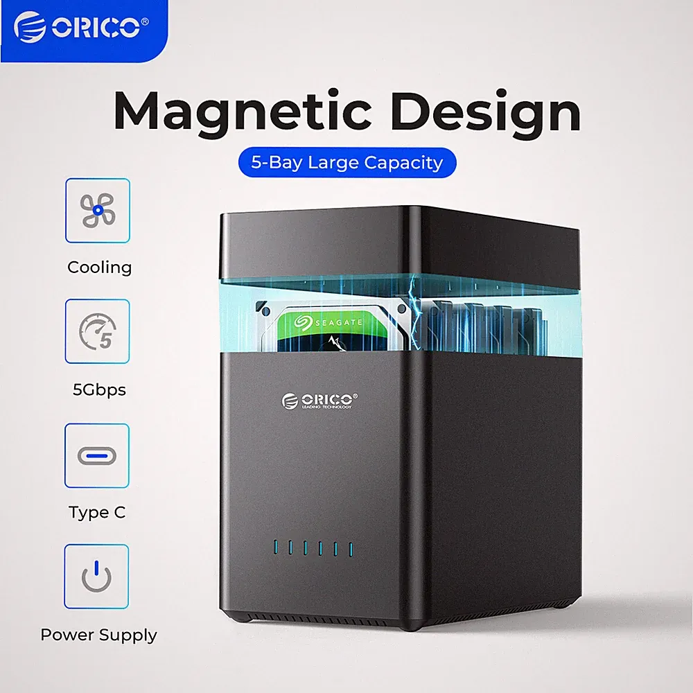ORICO 5/2 Bay Hard Drive Enclosure 3.5" SATA HDD Docking Station USB3.0/Type C
