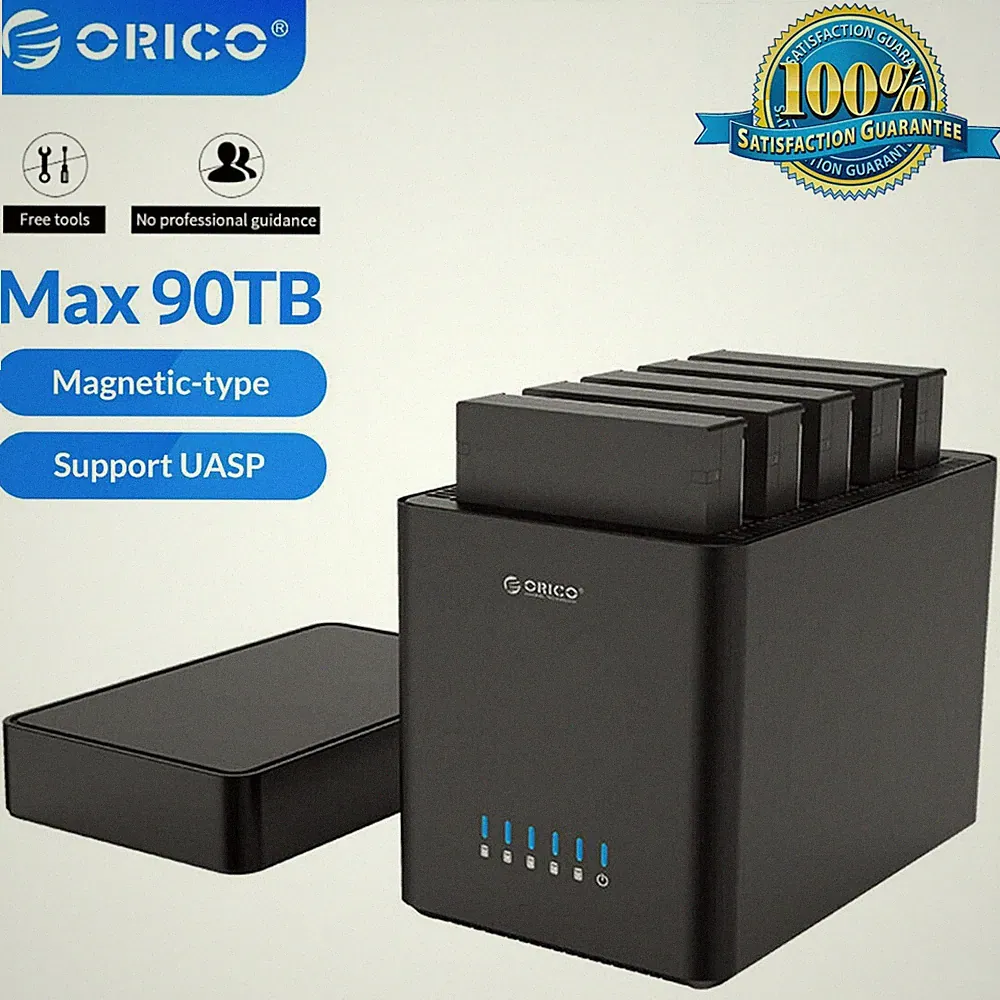 ORICO 5 Bay 3.5'' Hard Drive Enclosure USB3.0 to SATA3.0 Magnetic-type HDD Case