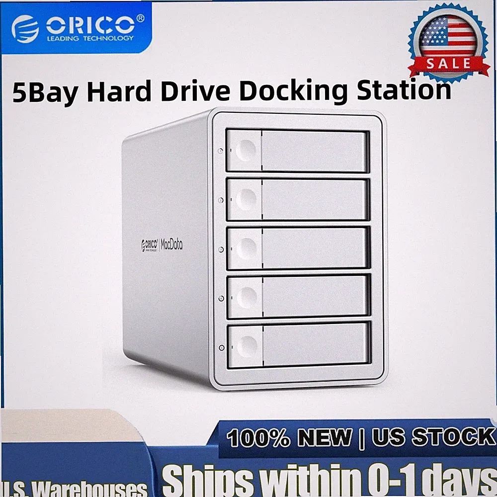 ORICO 5 Bay RAID Hard Drive Enclosure Case for 2.5" 3.5" SATA HDD SSD Dock