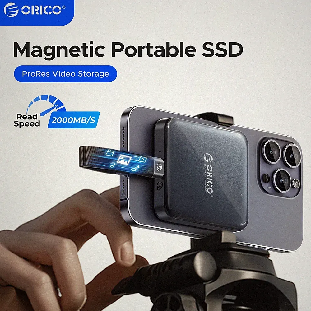ORICO 512GB Magnetic Portable SSD USB3.2 20Gbps 4K ProRes Video iPhone 15 Pro