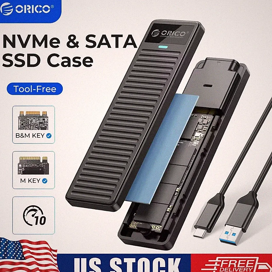 ORICO M.2 NVMe SSD Enclosure 10Gbps USB3.2 Gen 2 M2 SSD Box Support UASP 4TB