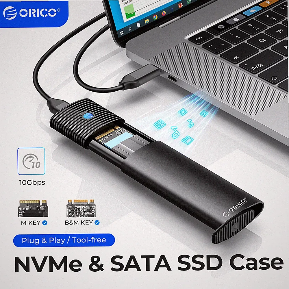 ORICO M.2 NVME SSD Enclosure USB C Adapter 10Gbps SSD Case 4TB Thunderbolt 3