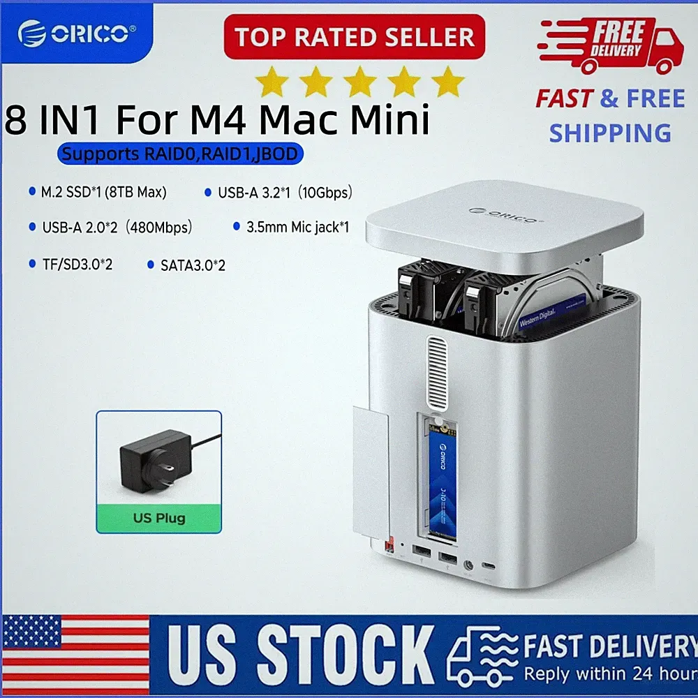 ORICO M.2 SSD 3.5" Hard Drive Enclosure Type C Docking Station for Mac Mini M4