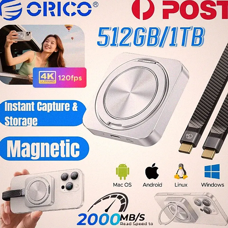 ORICO Magnetic External SSD Portable Hard Drive Storage HDD Expansion iPhone PC