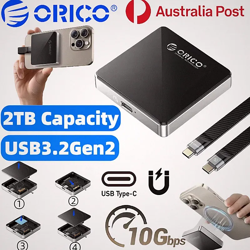 ORICO Magnetic SSD Enclosure Case Portable Magsafe Hard Drive Storage For iPhone