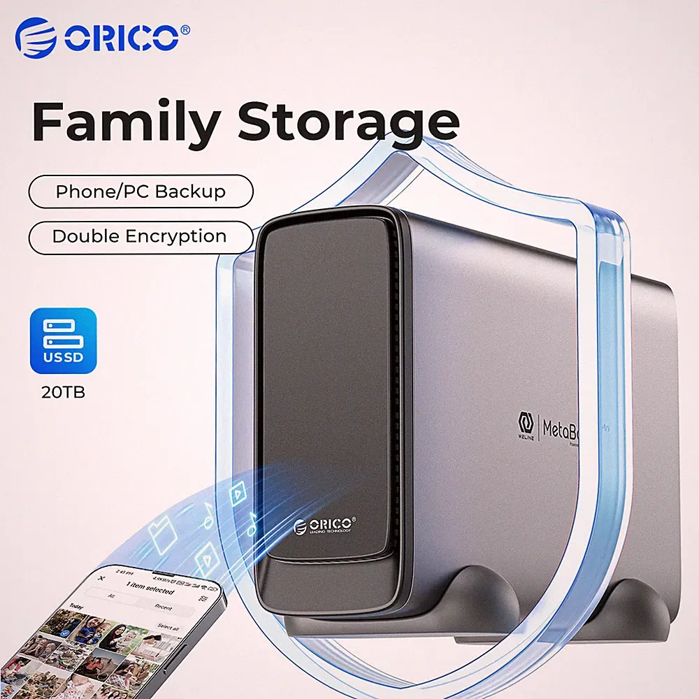 ORICO MetaBox Mini NAS Storage 3.5" HDD Networkable Enclosure w/ APP Samba DLNA