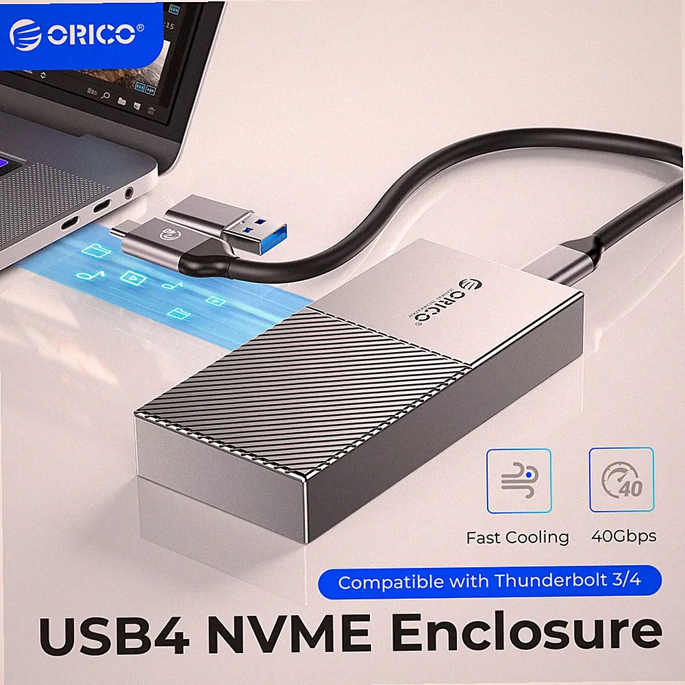ORICO USB4 NVMe SSD Enclosure 40Gbps PCIe3.0x4 M.2 SSD Case for Thunderbolt 3 4