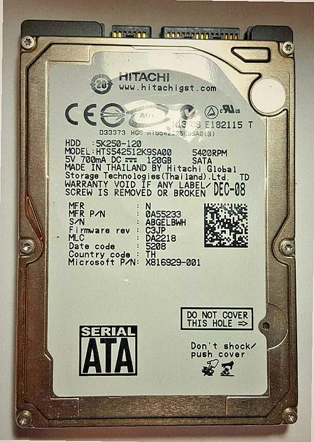 Original Sony PlayStation 3 PS3 HDD 120GB Hard Drive Hitachi 2.5" SATA Used