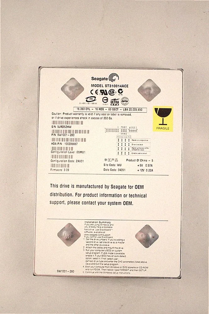 Original XBOX Hard drive Seagate Model ST310014ACE