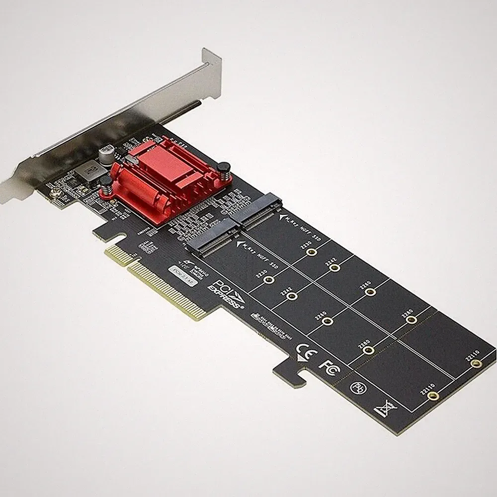 Pci-e x8 M.2 2 port SSD Adapter Expansion Card Dual M-key Converter NVME Adapter