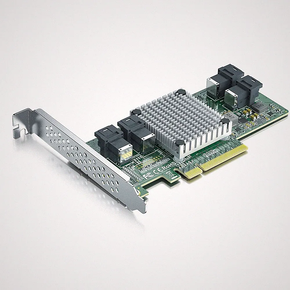 PCIe 3.0 x8 to Quad Port SFF-8643 U.2 NVMe SSD PCIe Switch Adapter, PEX8724 C...