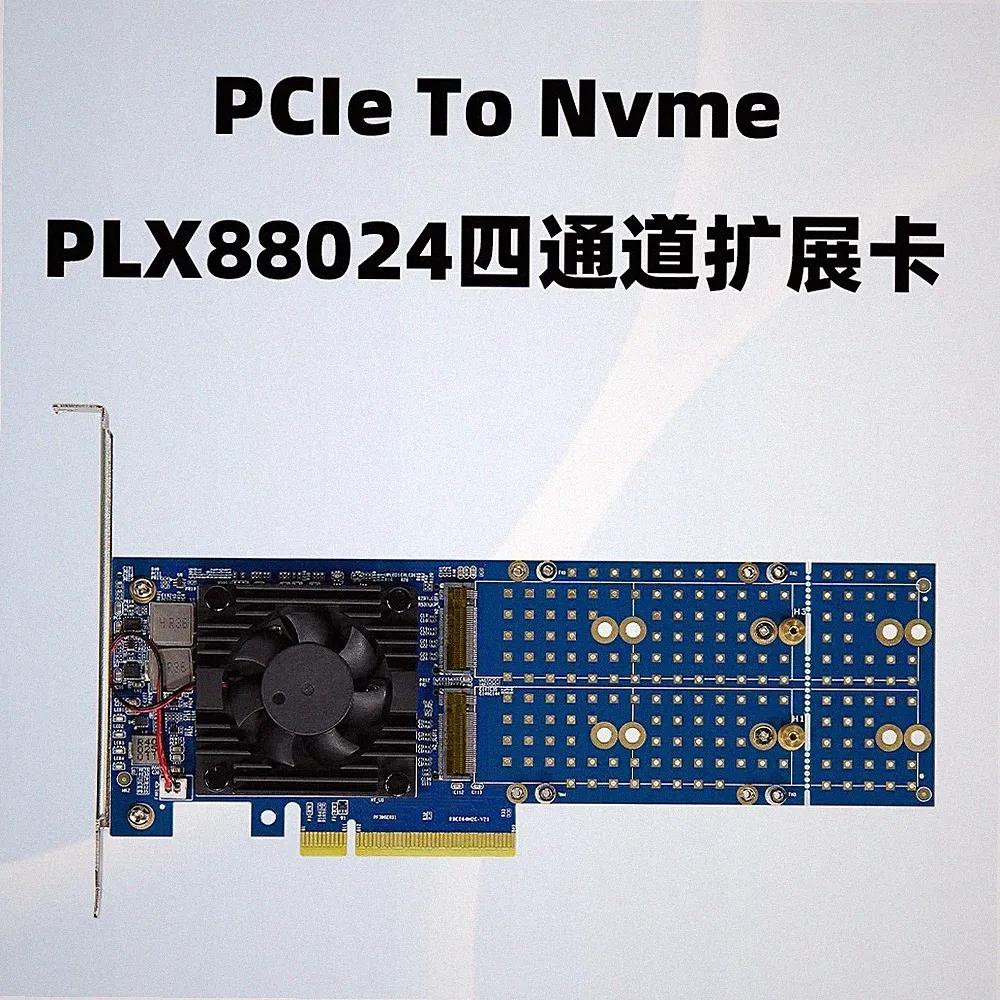 PLX88024 expansion card / PCIe 4.0 / Nvme / x8 / M.2 hard drive no disassembly