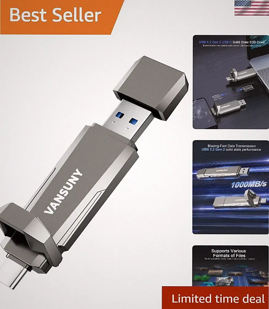 Portable 512GB USB SSD - 1000MB/s Speed, Plug-and-Play for Smartphones & Laptops