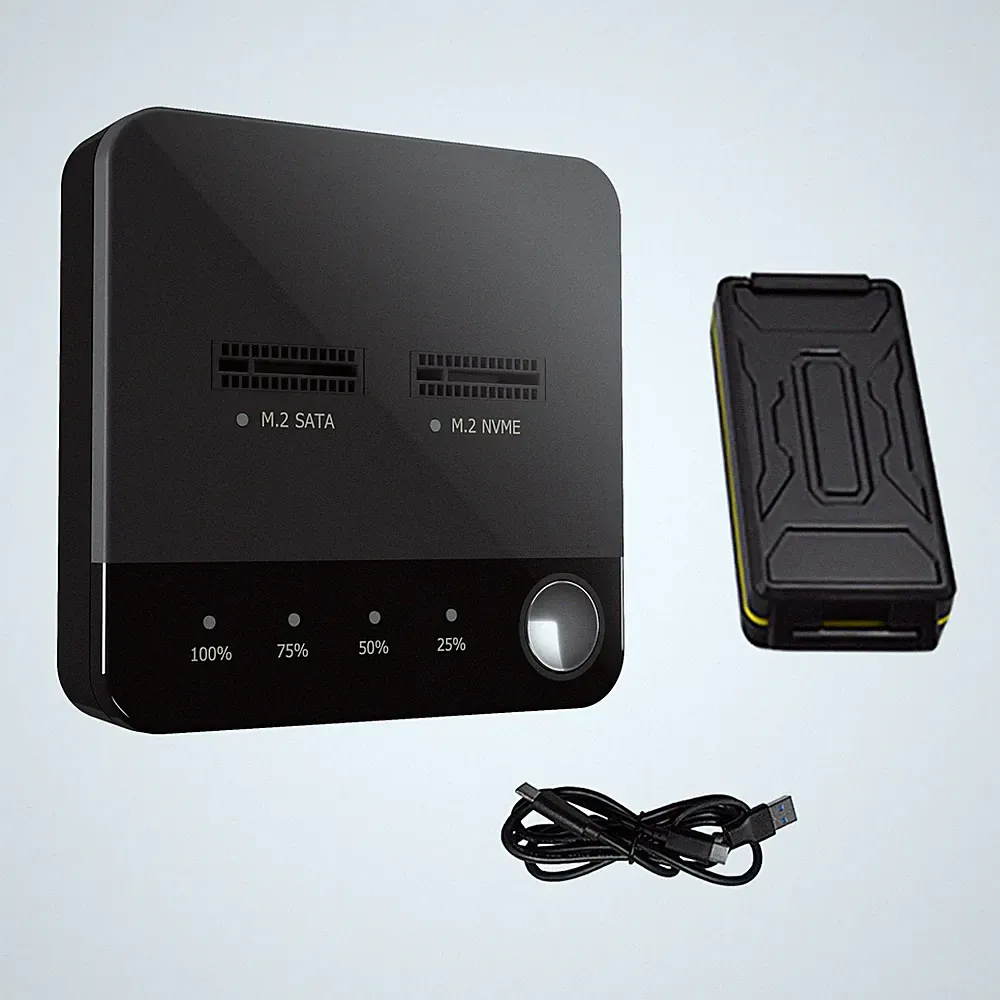 Portable Dual Bay M.2 SATA/NVME Clone Duplicator Offline Disk Copy Tool