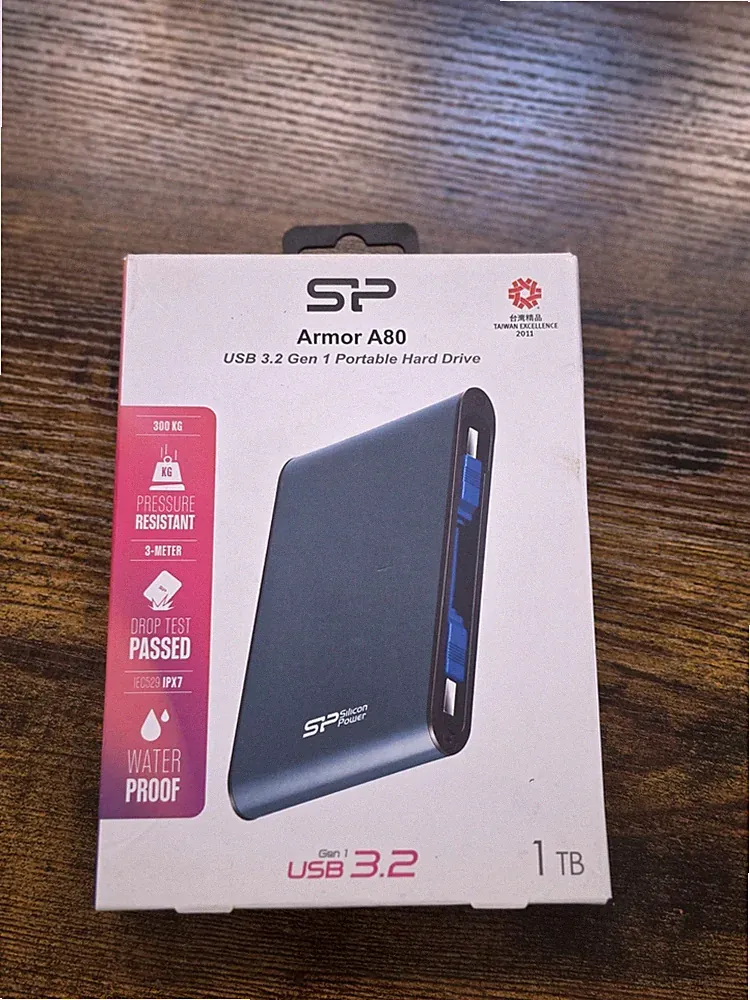 Portable Hard Drive 1TB Silicon Power Armor A80 Shockproof/Waterproof USB3.0 HDD