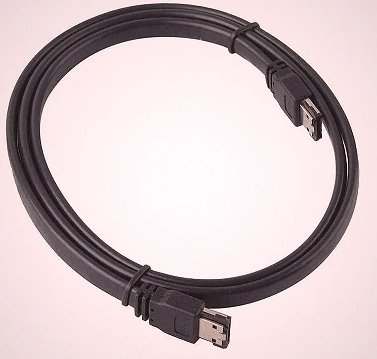 PTC 6FT eSATA to eSATA 7-Pin Shielded External Cable Cord Black for Hard Drives
