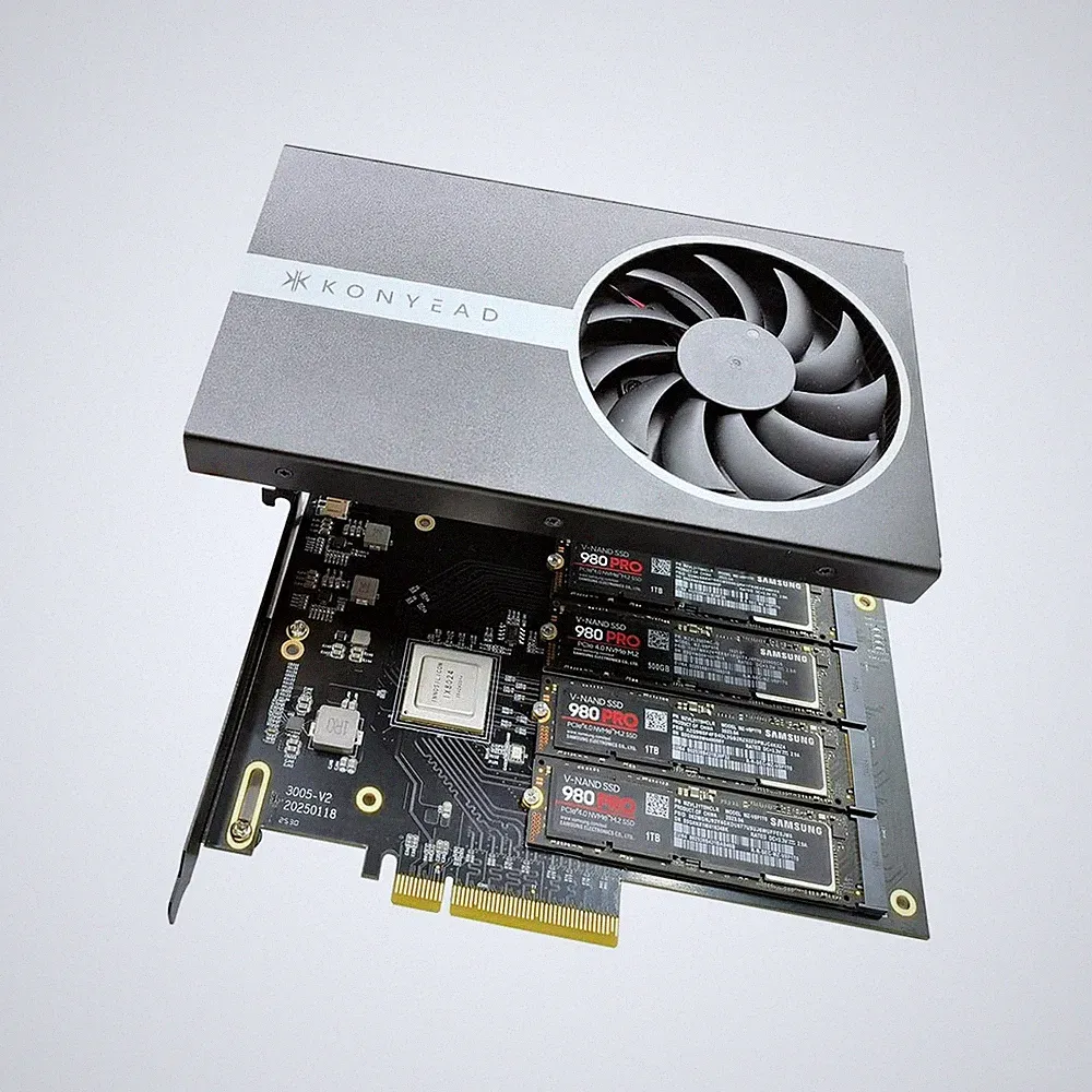 Quad PCIe4.0 NVMe M.2 SSD Adapter Card-PCI Express 4.0 x8 Card Support 4X M.2...