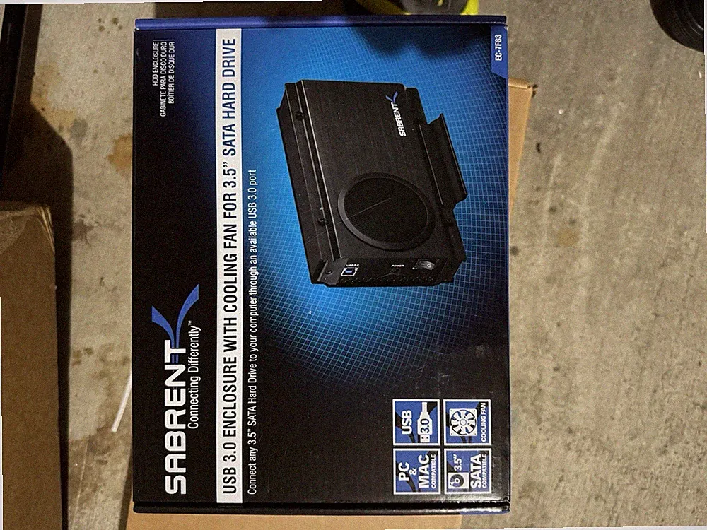 Sabrent EC-7F83 3.5” SATA Hard Drive Aluminum Enclosure W/Fan USB 3.0