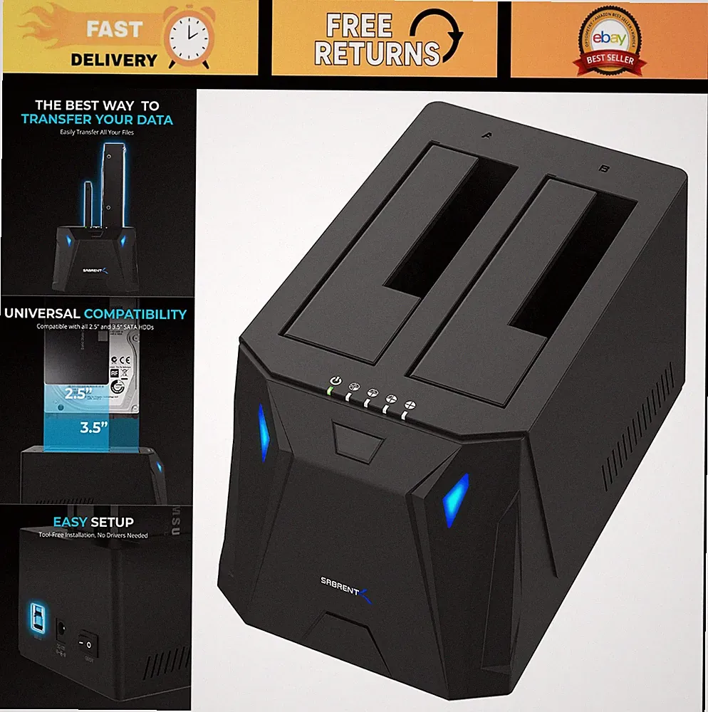 SABRENT USB 3.0 to SATA I/II/III Dual Bay External Hard Drive Docking Station
