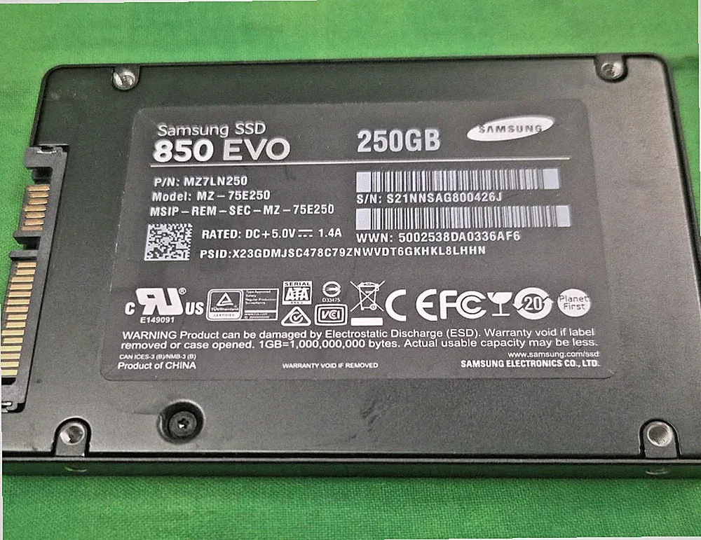 Samsung 850 EVO MZ-75E250 SATA III 250GB PC & Laptop Solid State Drive 92% LIFE