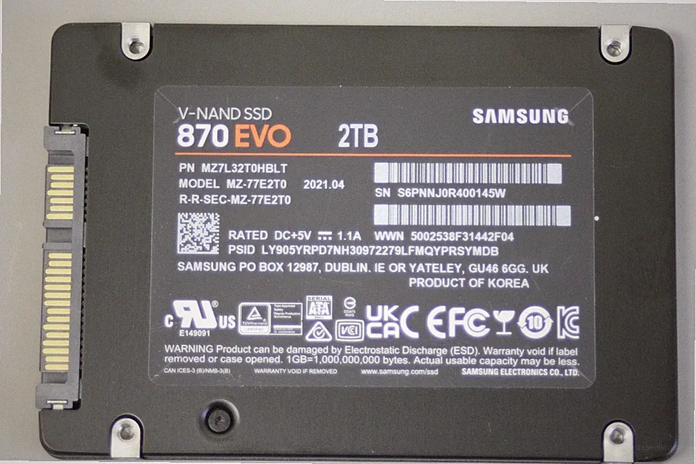 Samsung 870 EVO 2TB 2.5" SATA SSD Solid State Drive MZ-77E2T0 50% Health