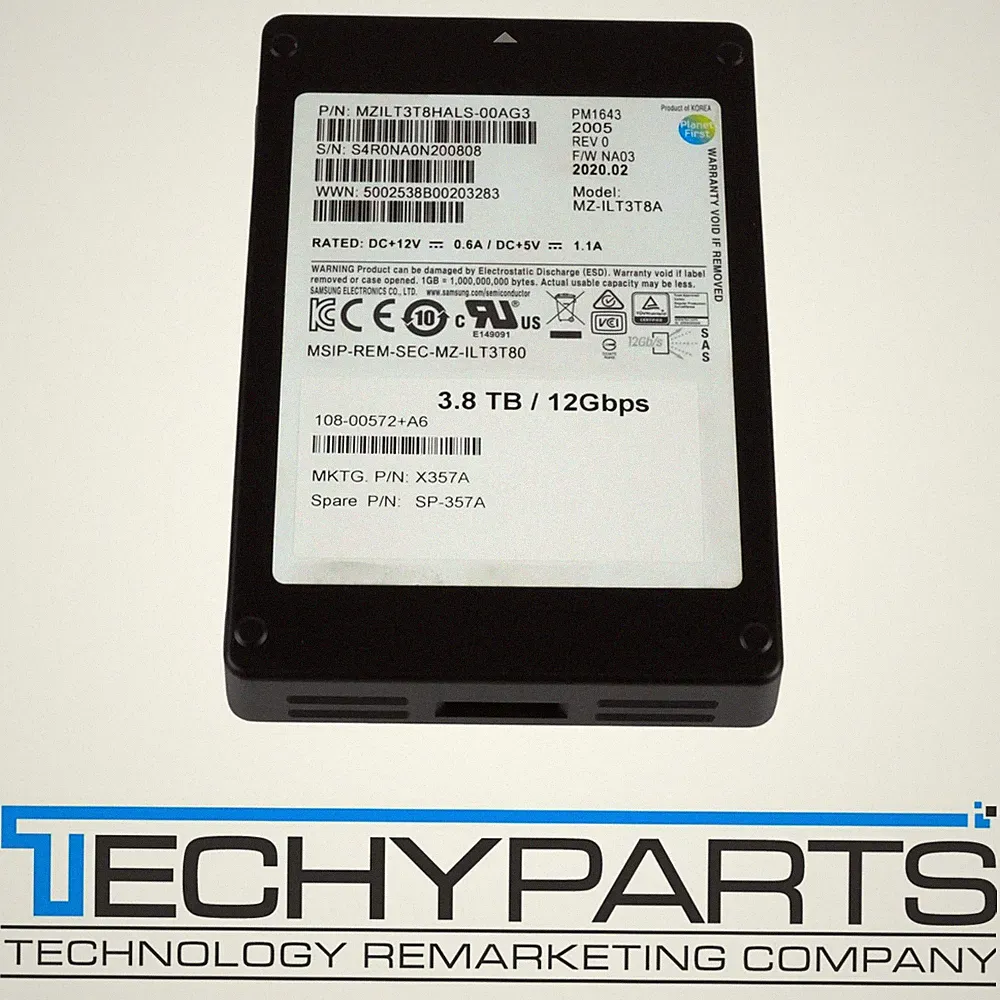 Samsung MZ-ILT3T8A PM1643 3.84TB 2.5" SSD SAS 12Gb/s SSD MZILT3T8HALS-000G3 512B