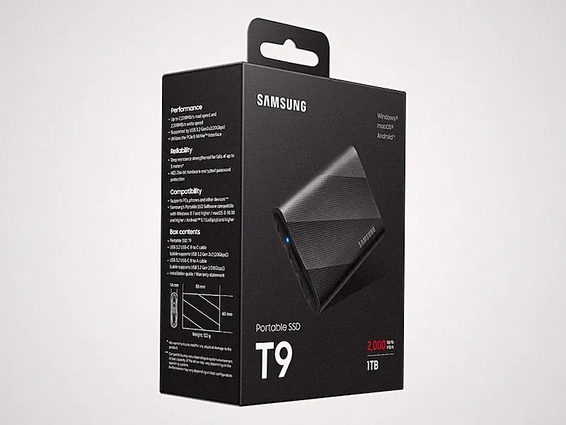 Samsung T9 1TB Portable SSD Up to 2000MB/s Gen 2x2 MU-PG1T0B/AM Black NEW Sealed